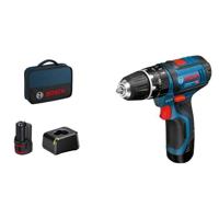 BOSCH PROFESSIONAL GSB 12V-15 klopboormachine + 2 accu's 2,0Ah + GAL 12V-20 + tas