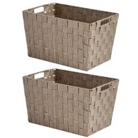 Set van 2x stuks kast/badkamer opbergmandjes beige 35 x 25 x 20 cm