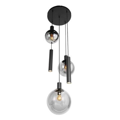 Steinhauer Vide hanglampBollique zwart met rookglas - 3800ZW
