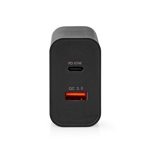 Oplader | Snellaad functie | 2.0 / 2.25 / 3.25 A | Outputs: 2 | USB-A / USB-C© | 65 W | Automatisc