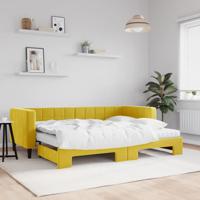 Slaapbank onderschuifbed en matrassen 80x200 cm fluweel geel