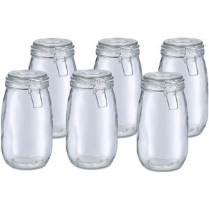 Weckpot/inmaakpot Alfie - 6x - 1.4L - glas - beugelsluiting - D11 x H22 cm