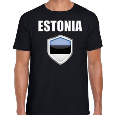 Estland vlag thema landen t-shirt - zwart - voor heren - Supporters kleding - korte mouwen Estland vlag thema landen t-shirt - zwart - voor heren - Supporters kleding - korte mouwen