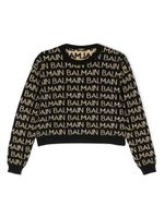 Balmain Kids pull à logo en maille intarsia - Noir