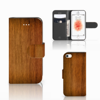 Apple iPhone 5 | 5s | SE Book Style Case Donker Hout - thumbnail