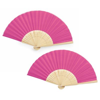 Handwaaier/spaanse waaier - 10x - fuchsia roze - bamboe/polyester - 38 x 21 cm - verkoeling/zomer