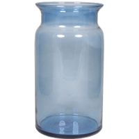 Glazen melkbus vaas/vazen blauw 7 liter smalle hals 16 x 29 cm   - - thumbnail