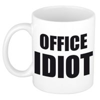 Office idiot cadeau mok / beker met zwarte letters 300 ml   - - thumbnail