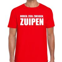 Horen Zien Zwijgen ZUIPEN heren T-shirt rood - thumbnail