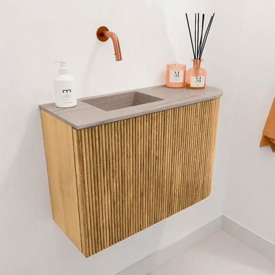 Toiletmeubel Mondiaz Joya Dlux | 61.6 cm | Meubelkleur Oak | Faye wastafel Saba Wasbak Links | Zonder kraangat(en)