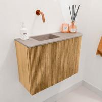Toiletmeubel Mondiaz Joya Dlux | 61.6 cm | Meubelkleur Oak | Faye wastafel Saba Wasbak Links | Zonder kraangat(en)