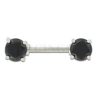 Tepelpiercing kristallen zwart