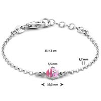 Armband Lieveheersbeestje zilver-emaille roze 11-13 cm