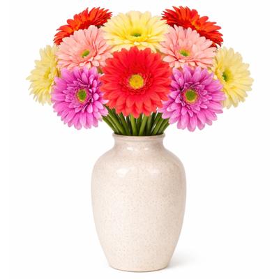 Boeket Kunstbloemen Gerbera's - H60 cm - 4 kleuren mix - 10x stelen kunstbloemen