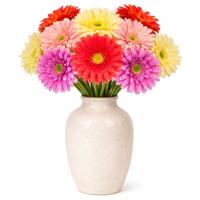 Boeket Kunstbloemen Gerbera's - H60 cm - 4 kleuren mix - 10x stelen kunstbloemen