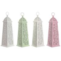 Lykta Home ESPRIT Wit Groen Roze Metaal Aluminium Shabby Chic 13 x 13 x 43 cm (4 Stuks)