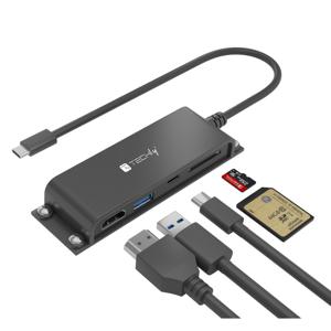 Techly IADAP-USBC-935 laptop dock & poortreplicator Bedraad USB 3.2 Gen 1 (3.1 Gen 1) Type-C Zwart