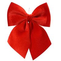 Decoris Kerstornament strik - rood - polyester - glanzend - 24 cm