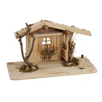 Lege kerststal - zonder figuren - L19 x B41 x H22 cm - hout/mos