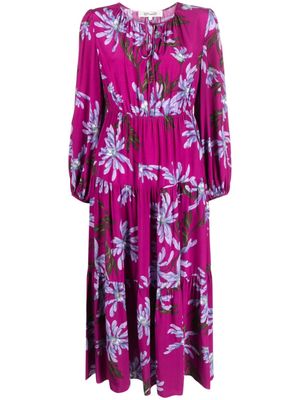 DVF Diane von Furstenberg robe mi-longue Dominique à fleurs - Violet