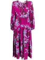 DVF Diane von Furstenberg robe mi-longue Dominique à fleurs - Violet - thumbnail