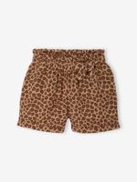 Meisjesshort in "paperbag"-stijl, van katoengaas beige