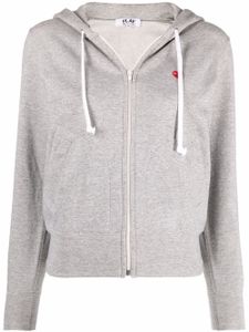 Comme Des Garçons Play hoodie zippé à broderies - Gris