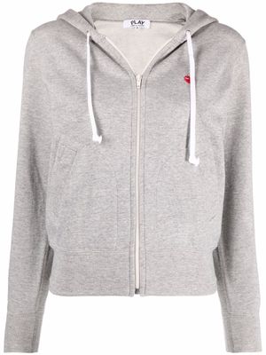 Comme Des Garçons Play hoodie zippé à broderies - Gris