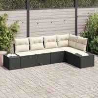 Tuinbankenset met opslag 5 pcs Zwart en Crème poly rattan