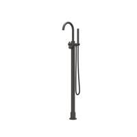 Badmengkraan IVY Tribe Vrijstaand Met Draaibare Uitloop Slang 150 cm En Staaf Handdouche Geborsteld Carbon Black PVD Badmengkraan IVY Tribe Vrijstaand Met Draaibare Uitloop Slang 150 cm En Staaf Handdouche Geborsteld Carbon Black PVD