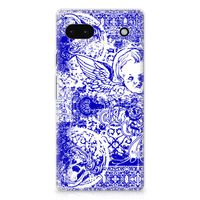 Silicone Back Case Google Pixel 6A Angel Skull Blauw - thumbnail