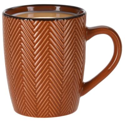 Siaki Koffiemok/theemok - Fishbone - terra - 370 ml - mokken - keramiek