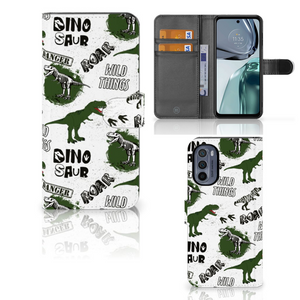 Telefoonhoesje met Pasjes voor Motorola Moto G62 5G Dinosaurus