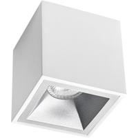 Opbouwspot Vierkant GU10 - Mat Wit/Zilver - Aluminium - 90mm Verdiept