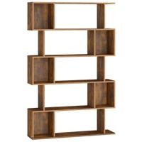 Vrijstaande boekenkast met open vakken, Vintage Bruin