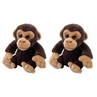 Set van 2x stuks pluche Chimpansee kindjes aap knuffeldier van 13 cm