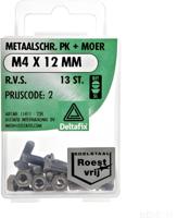 M.schroef moer pk m4x12mm rvs 13st - Deltafix