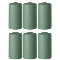 Enlightening Candles Cilinder/stompkaars - 8x - groen - D6 x H10 cm - 36 branduur