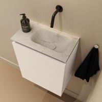 Toiletmeubel Mondiaz Ture Dlux | 40 cm | Meubelkleur Talc | Eden wastafel Opalo Rechts | Zonder kraangat