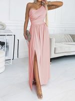 Casual Plain One Shoulder Dress With No