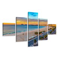 Schilderij - Zonsopgang in Copacabana, Oceaan, 5luik, Premium print