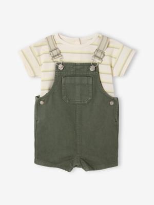 Gestroomd T-shirt en baby overall groen