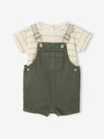 Gestroomd T-shirt en baby overall groen