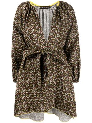 SIEDRES robe ceinturée à fleurs - Marron