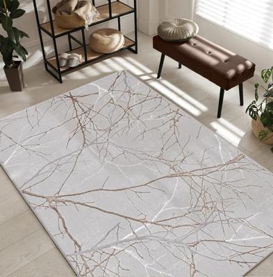 Karpet24 Modern Vloerkleed Creation - Laagpolig Tapijt met Stijlvol Takkenontwerp in Grijs en Crème-Ø 200 cm rond