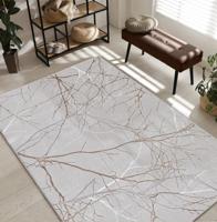 Karpet24 Modern Vloerkleed Creation - Laagpolig Tapijt met Stijlvol Takkenontwerp in Grijs en Crème-Ø 200 cm rond
