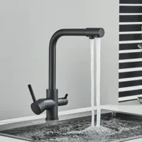 Keukenkraan met Filterfunctie - Enkel Handvat | Chroom/Zwart | Warm & Koud Water | Dekgemonteerd