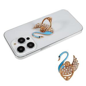 Zwaan Glitter Bling Telefoon Ring Houder Telefoon Ring Grip Strass Stand Vinger Kickstand Metalen Back Grip - Baby Blauw