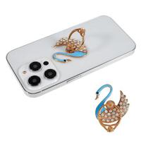 Zwaan Glitter Bling Telefoon Ring Houder Telefoon Ring Grip Strass Stand Vinger Kickstand Metalen Back Grip - Baby Blauw