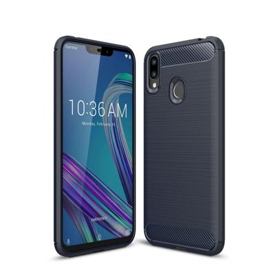 Geborsteld textuur Carbon Fiber schokbestendig TPU Case voor ASUS ZenFone Max (m2) (marineblauw)